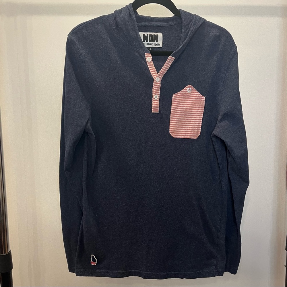 Men’s Hooded Henley Long Sleeve Shirt